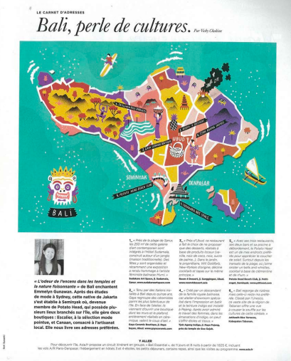 Le Magasin du Monde, Interview with Canaan’s Founder Emmelyn Gunawan about living in Bali - 2016.https://www.asia.fr/cxfile/article/2755_2764_asia-presse-2016-10-le_magazine-du-monde.pdf